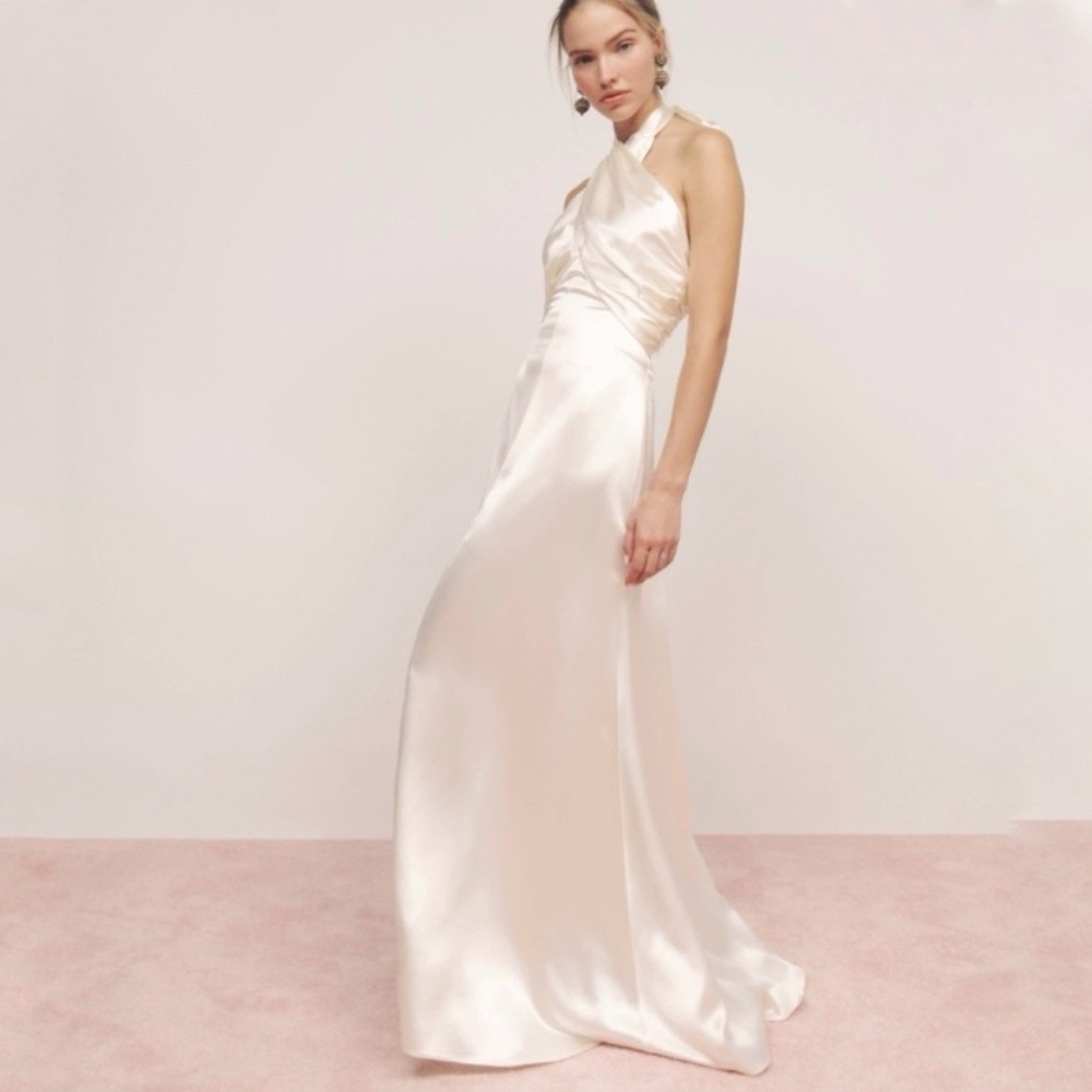 Reformation Veria Cream Ivory dress Elegant Cream Halter Dress SIZE 6 nwt